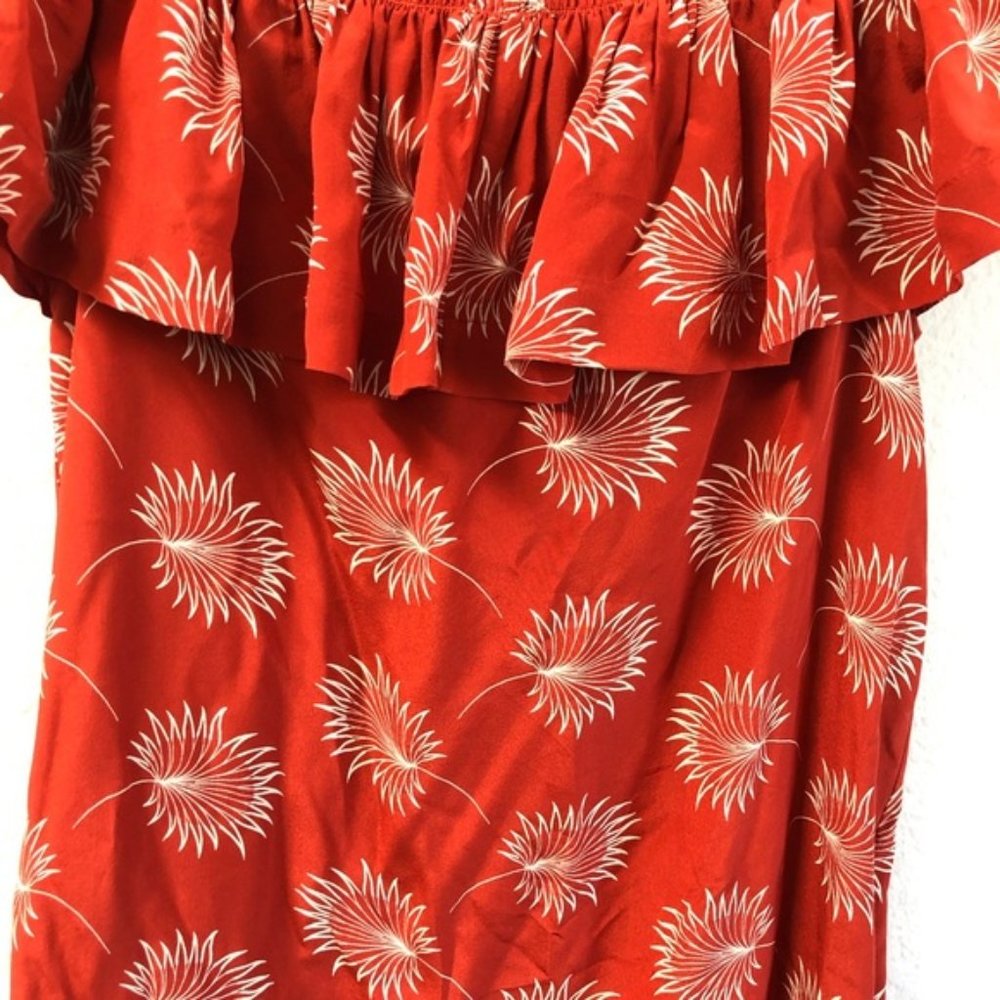 Madewell Silk Off Shoulder Dress Palmflower Medium - Picture 4 of 7
